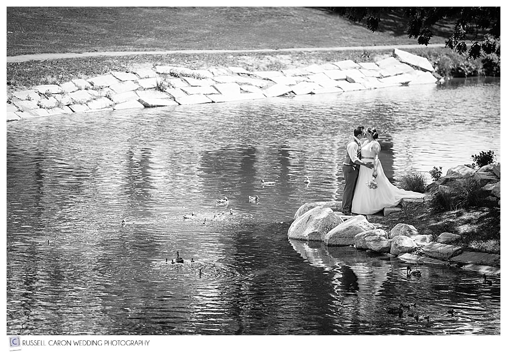 bride-and-groom-near-pond-deering-oaks