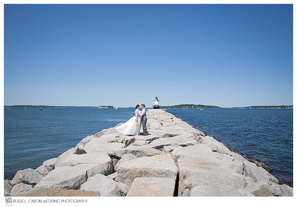 bride-and-groom-on-south-portland-breakwater