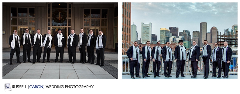 Groom and groomsmen photos in Boston on New Year's Eve