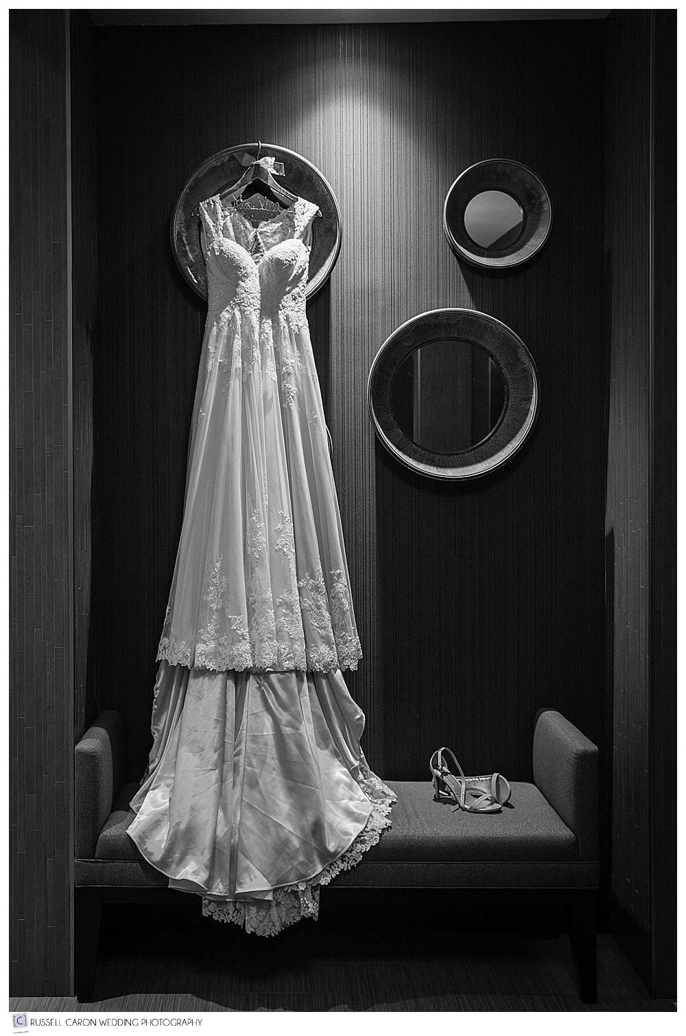 wedding dress on display
