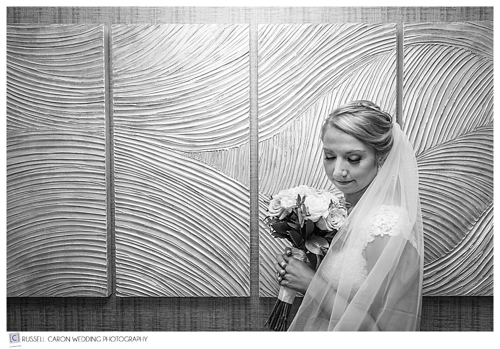 bridal portrait in front of wall mural