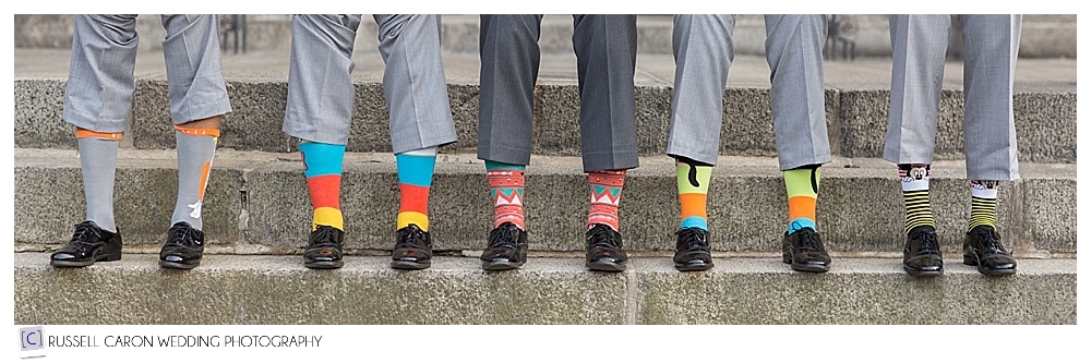 groom and groomsmen's colorful socks