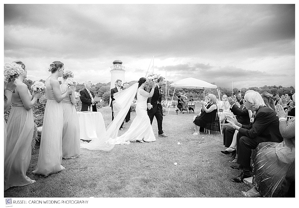bride and groom during recessional nonantum resort wedding photographers