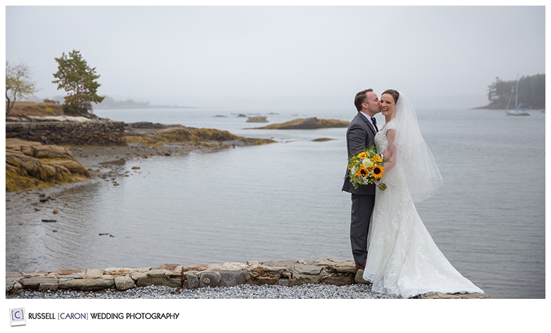 Bride and groom in Boothbay harbor Maine