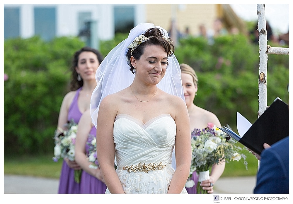 bride during outdoor wedding at sebasco harbor resort