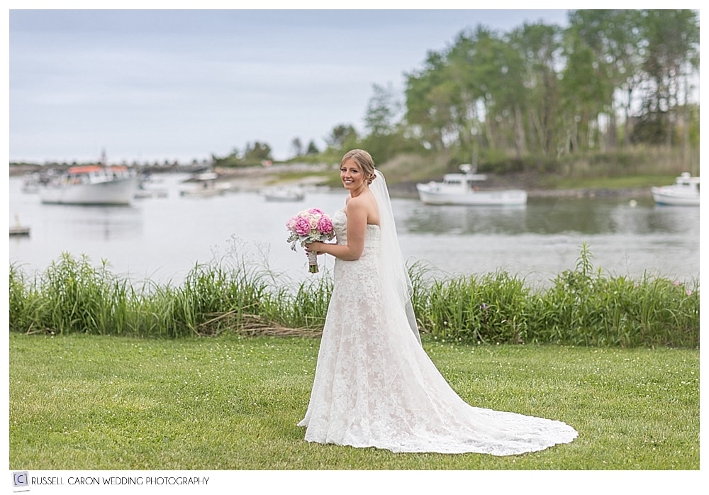 Bridal portrait on the lawn at the Nonantum Resort Kennebunkport Maine