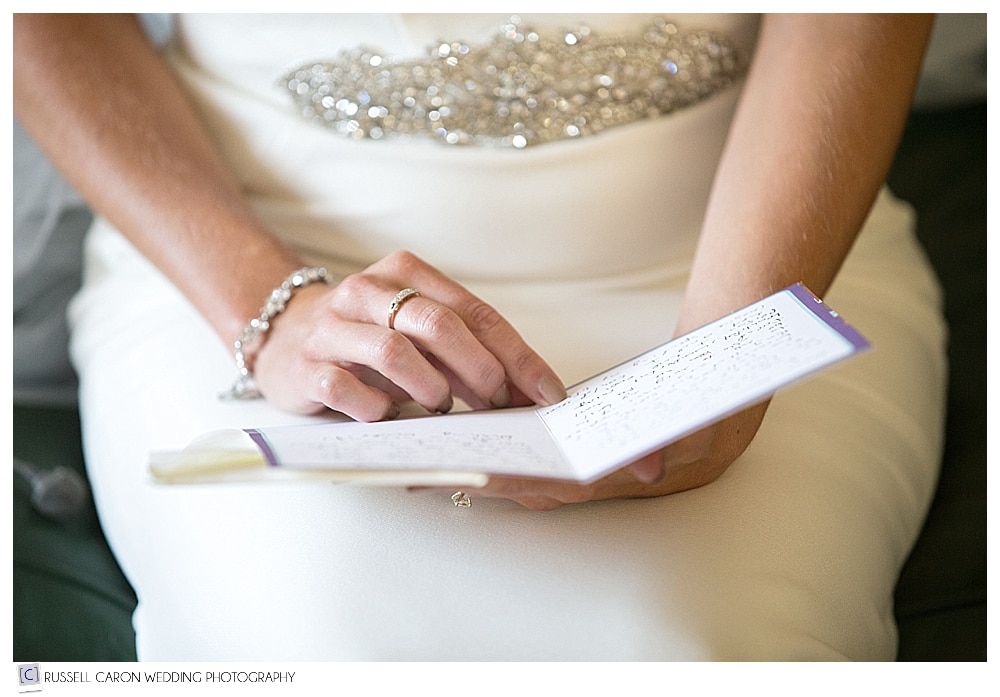 bride reading letter from groom