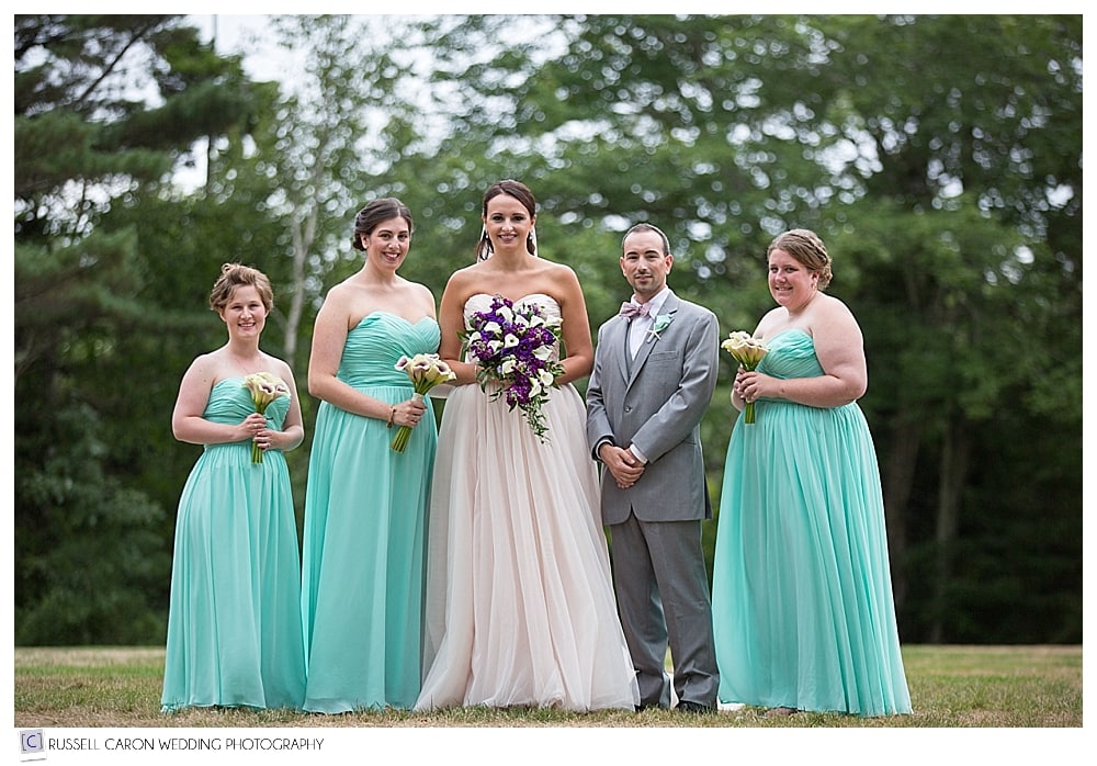 bride with bridesmaids and man of honor