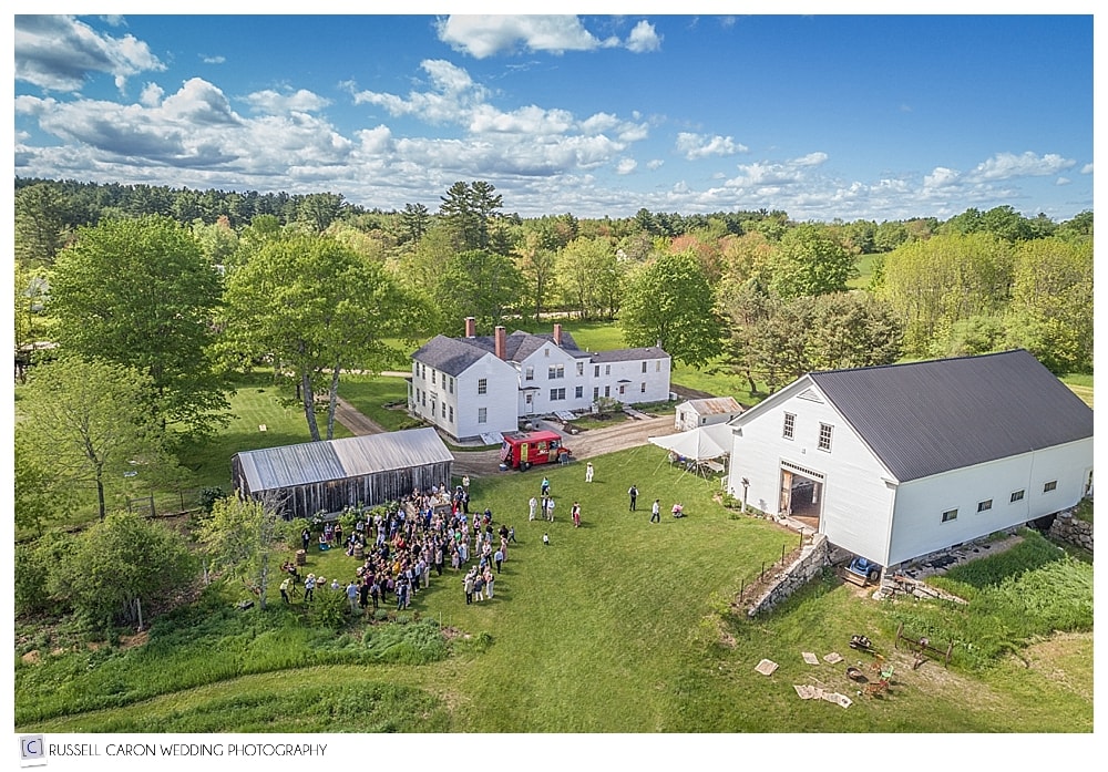 Shady Lane Farm wedding with Maine drone wedding photographer