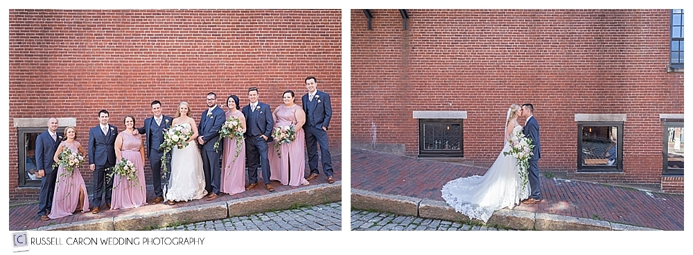 bride and groom and bridal party in Portland Maine