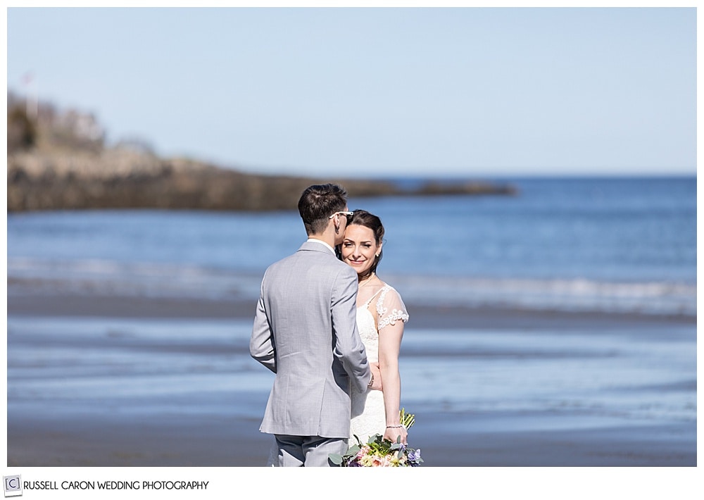 bride and groom at York Harbor Beach