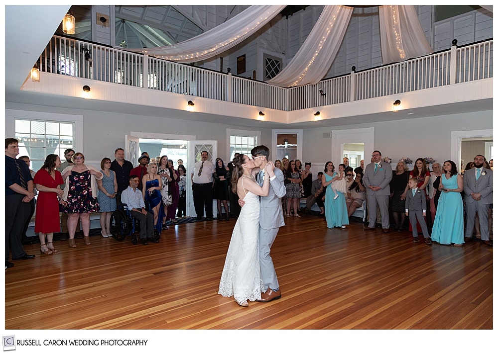 bride and groom during their first dance at the York Golf and Tennis Club, York Maine wedding