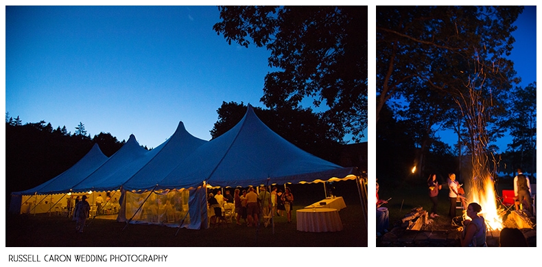 Under the tent at a Stonehouse Manor wedding reception