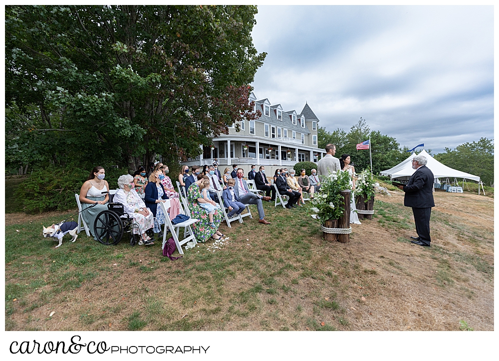 Grey Havens Inn wedding ceremony on the lawn, Georgetown maine