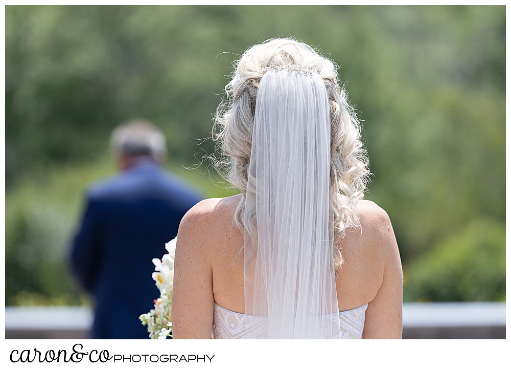 photo of a bride and groom just before their scarborough maine wedding