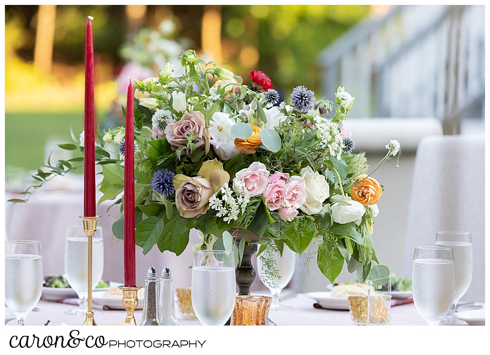 beautiful tented wedding reception at a Scarborough Maine wedding