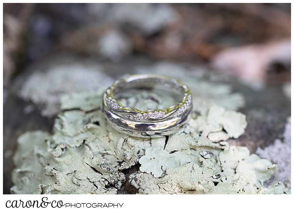 sweet summertime wedding ring detail photo on moss