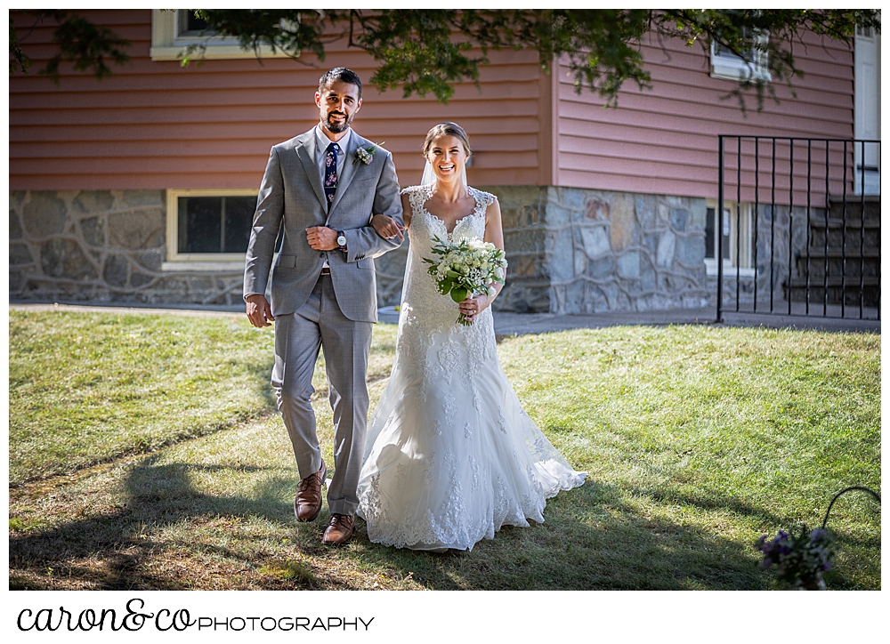 sweet summertime wedding processional with the bride and her brother