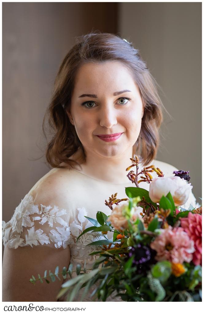 beautiful bridal portrait of a bride with her bouquet