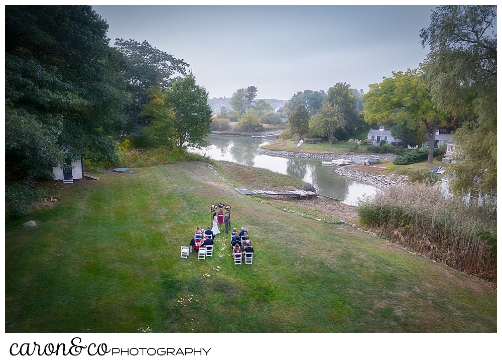 a Kennebunkport Maine wedding ceremony on the lawn