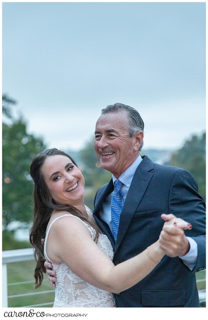 a father and daughter dance at a charming Kennebunkport Maine wedding reception