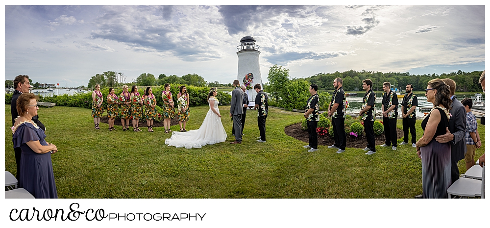 a panoramic view of an outdoor wedding ceremony at the Nonantum Resort, Kennebunkport, Maine