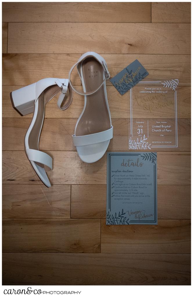 bridal details, shoes, and paper suite