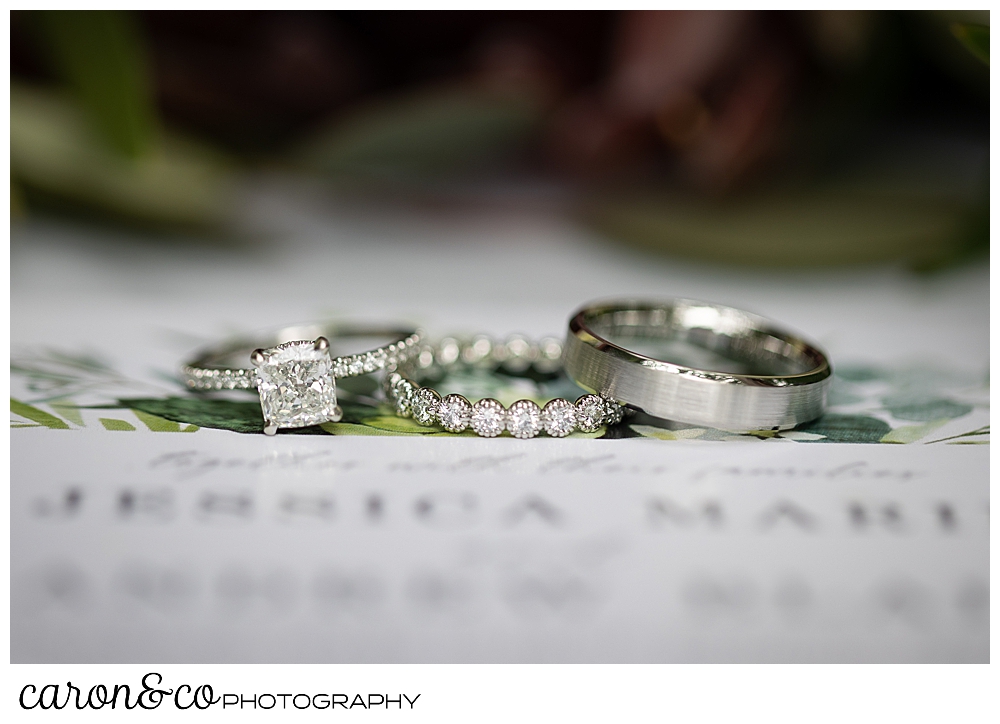 wedding ring shot on a wedding invitation