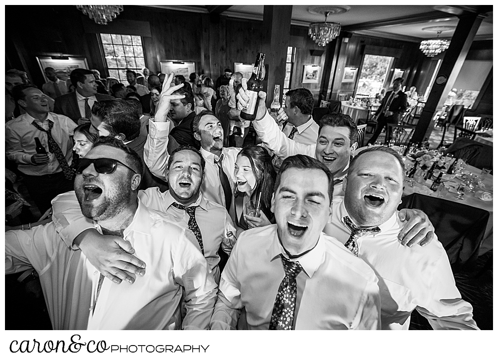 black and white photo of guests on the dance floor at the colony hotel Kennebunkport Maine